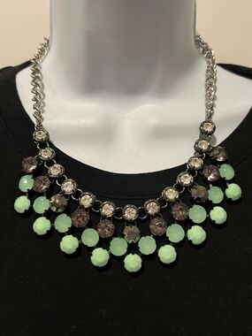 Simply Vera Vera Wang Mint Green and Smoky Crystal Statement Necklace